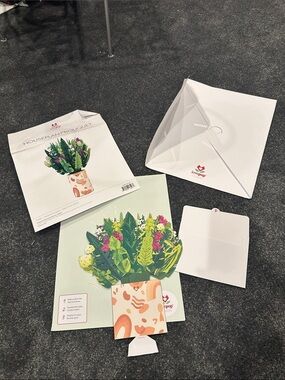 Lovepop Pop-Up Houseplant Bouquet Card - Green & Pink with mini card full kit